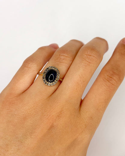 Bague Marguerite Saphir 2.20 carats &amp; Diamants "Vanessa" - Elliade Paris