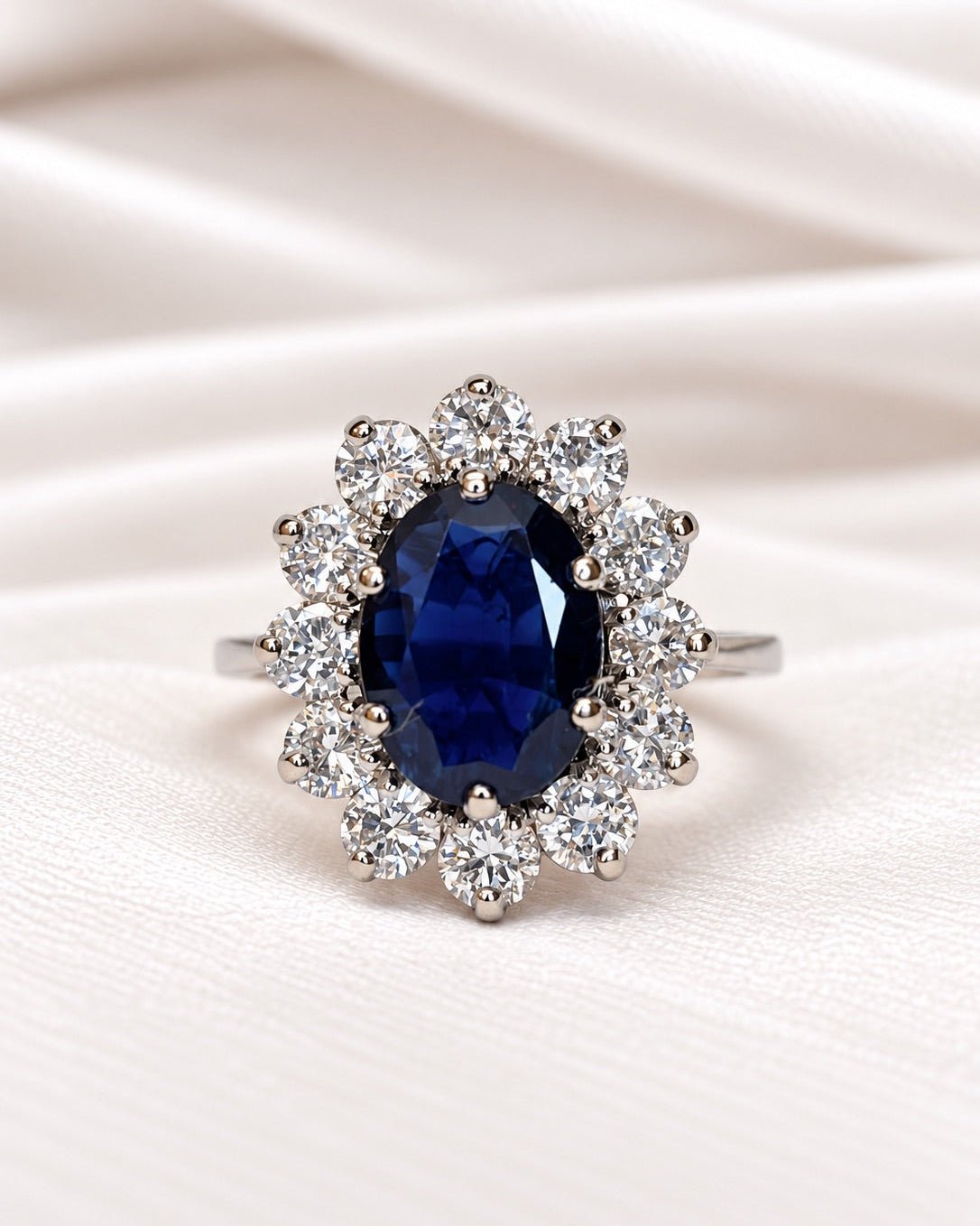 Bague Marguerite Saphir 2.35 carats &amp; Diamants 1.08 carat 5,06g "Carlota" - Elliade Paris