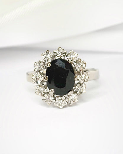 Bague Marguerite Saphir 2.40 carats &amp; Diamants "Alma" - Elliade Paris