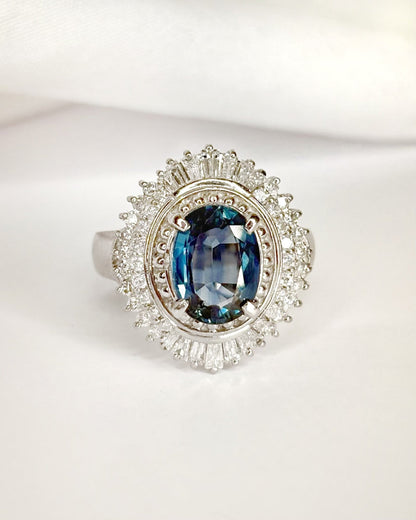 Bague Marguerite Saphir 2.44 carats &amp; Diamants 0.63 carat 9.12g "Irèna" - Elliade Paris