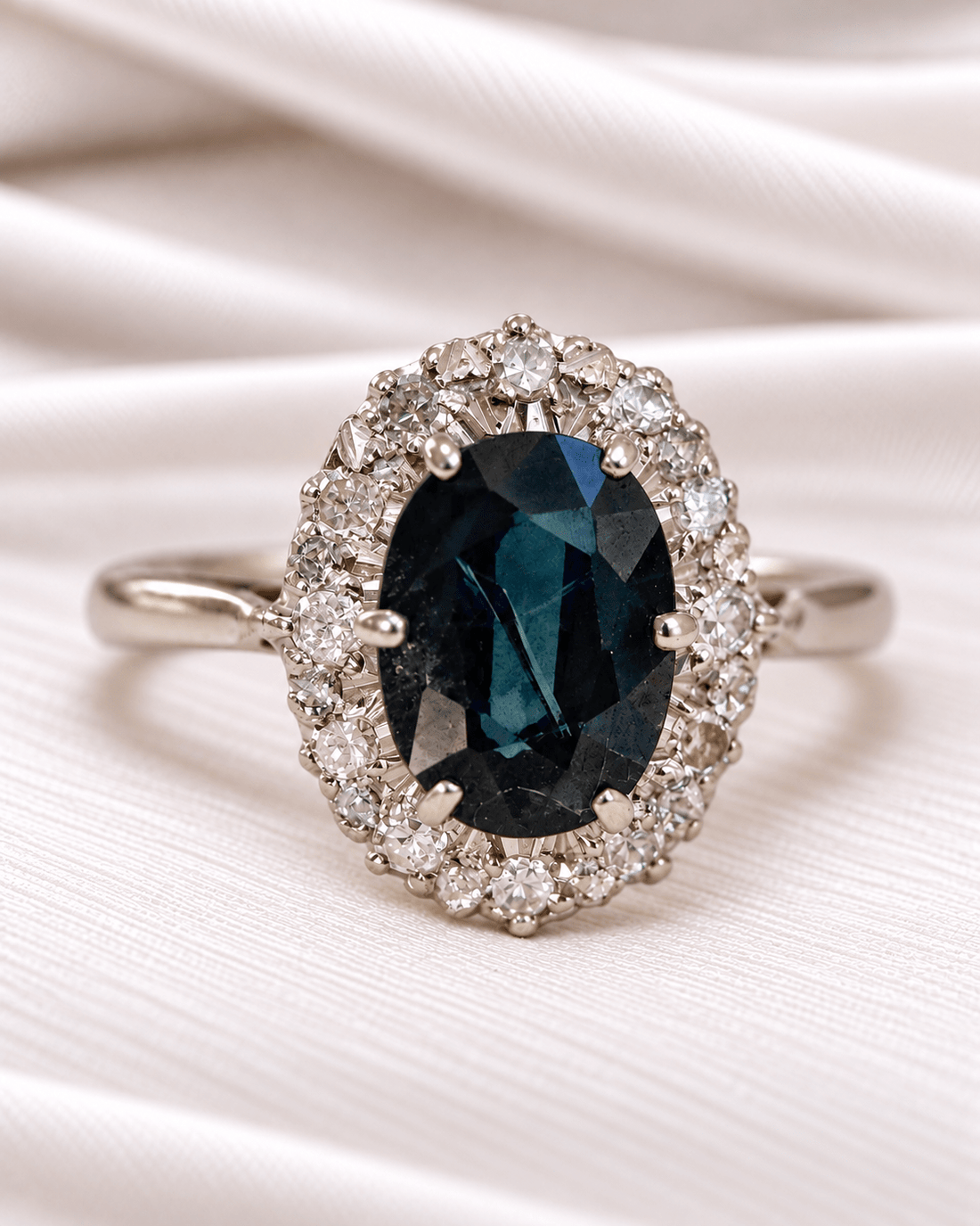 Bague Marguerite Saphir 2.52 carats &amp; Diamants 0.24 carat "Simone" - Elliade Paris