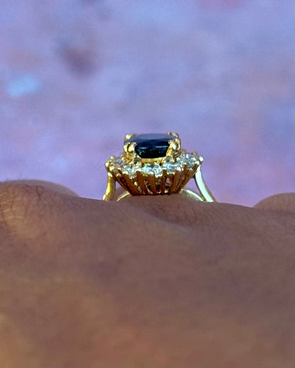 Bague Marguerite Saphir 2.66 carats &amp; Diamants 0.60 carat 4.26g "Leonnie" - Elliade Paris