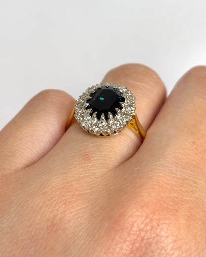 Bague Marguerite Saphir 2.90 carats &amp; Diamants "Ninon" - Elliade Paris