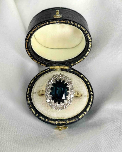 Bague marguerite saphir 2.90 carats et diamant "Ninon" - Elliade Paris