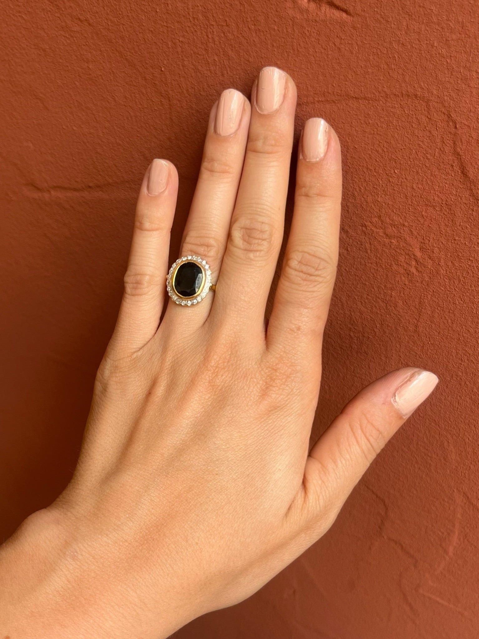Bague Marguerite Saphir 3 carats &amp; Diamants "Dalila" - Elliade Paris