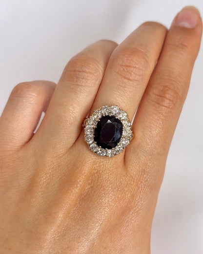 Bague Marguerite Saphir 5.50 carats &amp; Diamants 1.50 carat "Charlotte" - Elliade Paris