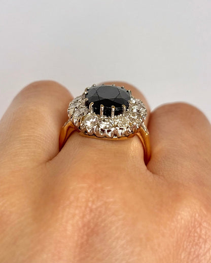 Bague Marguerite Saphir 5.50 carats &amp; Diamants 1.50 carat "Charlotte" - Elliade Paris
