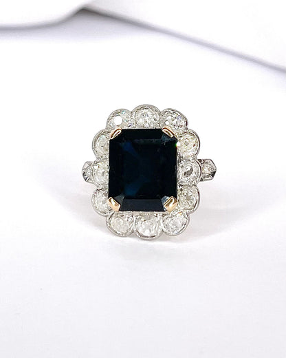 Bague Marguerite Saphir 6.90 carats &amp; Diamants 1.26 carat "Clémence" - Elliade Paris