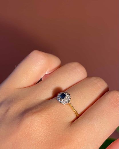 Bague Marguerite Saphir &amp; 8 Diamants &quot;Delilah&quot; - Elliade Paris
