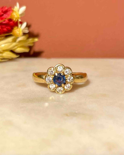 Bague Marguerite Saphir &amp; 8 Diamants &quot;Odette&quot; - Elliade Paris