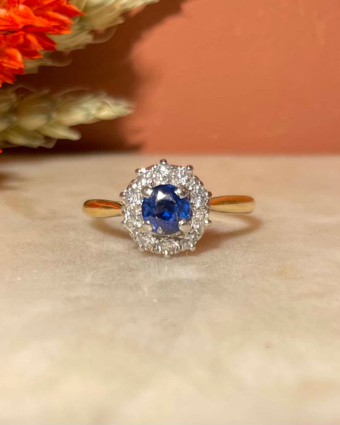 Marguerite Sapphire Ring 0.60 carat &amp;amp; Diamonds 0.30 carat &quot;Ghaya&quot;