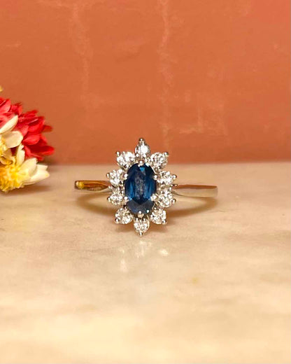 Bague Marguerite Saphir &amp; 10 Diamants &quot;Sierra&quot;