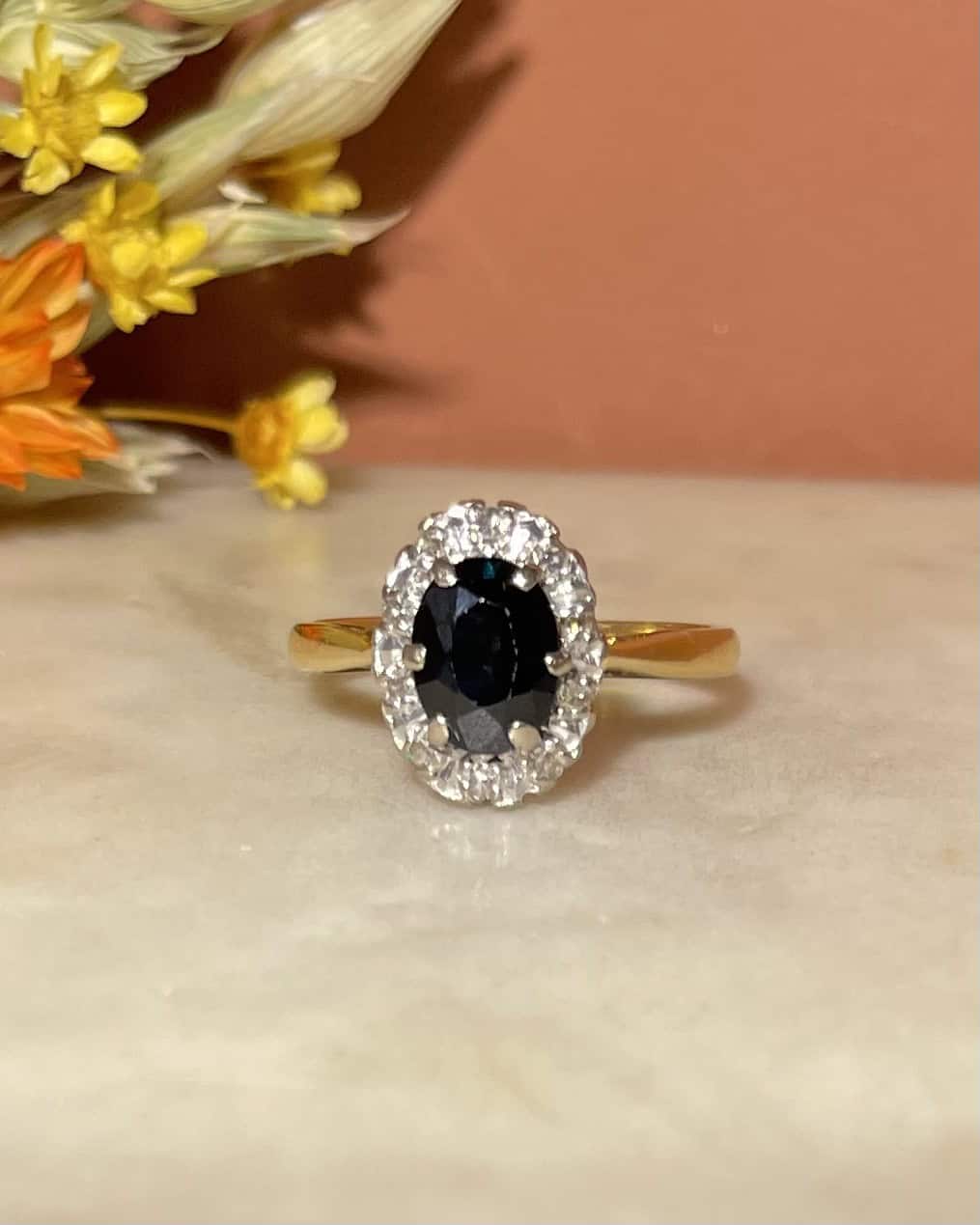 "Jorya" Sapphire &amp;amp; Diamond Daisy Ring