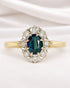 Bague Marguerite Saphir Bleu Teal & Diamants "Paola" - Elliade Paris