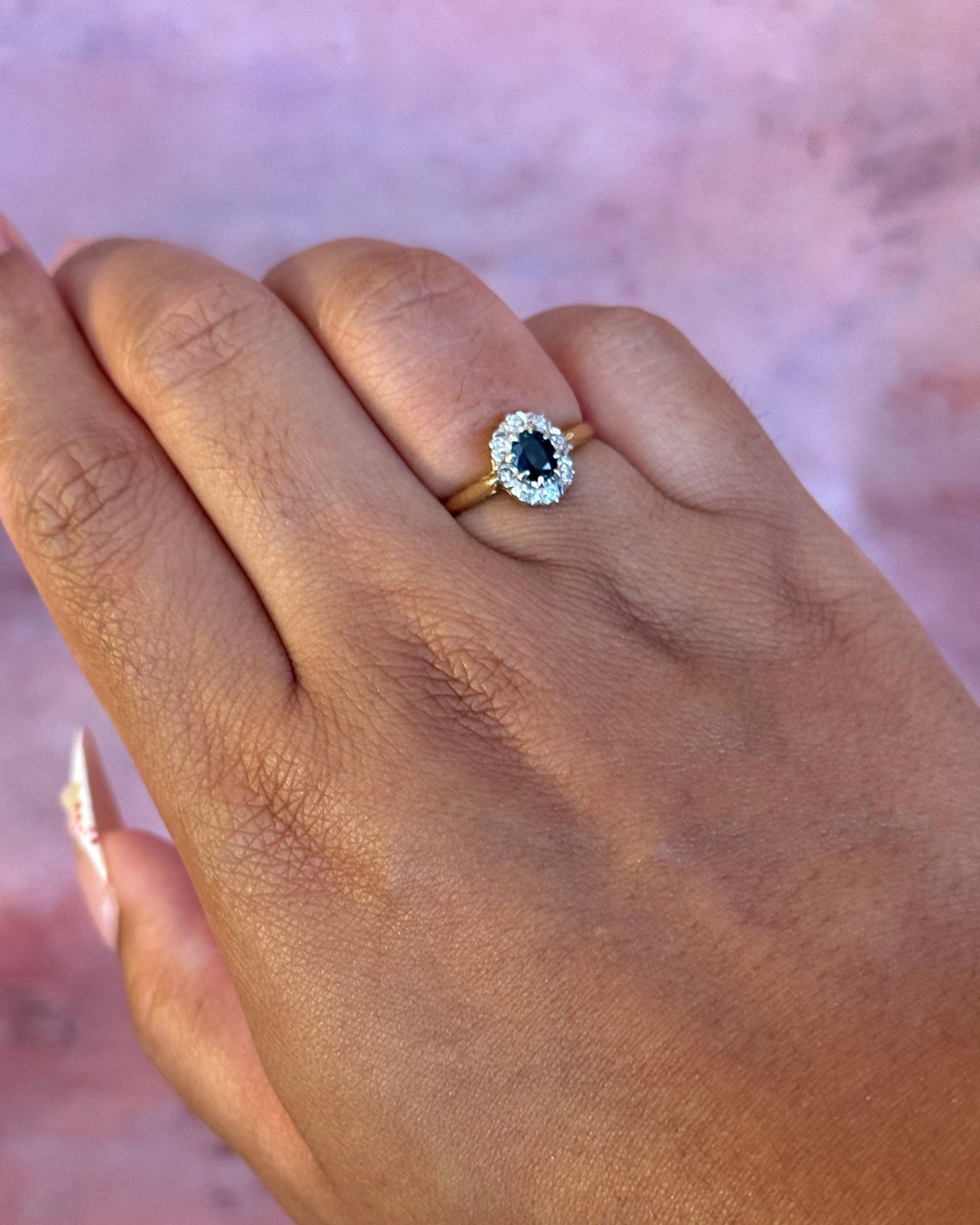 Bague Marguerite Saphir Bleu Teal &amp; Diamants "Paola" - Elliade Paris