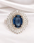 Bague Marguerite Saphir Ceylan 2.44 carats & Diamants 0.63 carat 9.12g "Irèna" - Elliade Paris