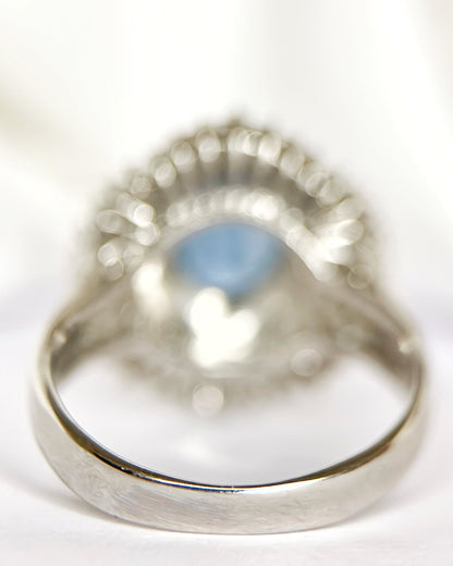 Bague Marguerite Saphir Ceylan 2.44 carats &amp; Diamants 0.63 carat 9.12g "Irèna" - Elliade Paris