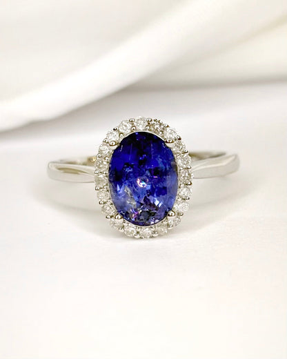 Bague Marguerite Saphir Ceylan 2.51 carats &amp; Diamants 0.20 carat "Lana" - Elliade Paris