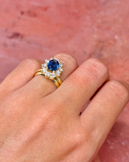 Bague Marguerite Saphir Cornflower 1.45 carat &amp; Diamants 0.70 carat F/VVS 4,43g "Adriana" - Elliade Paris