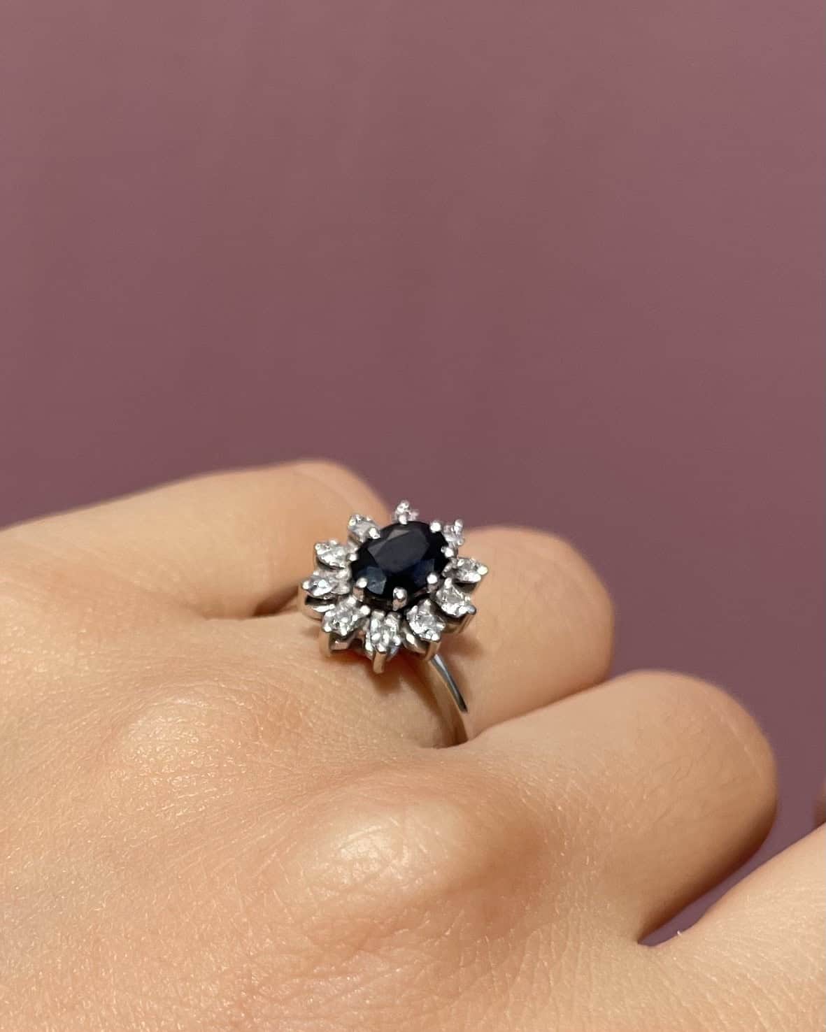 Bague Marguerite Saphir &amp; Diamants "Agathe" - Elliade Paris