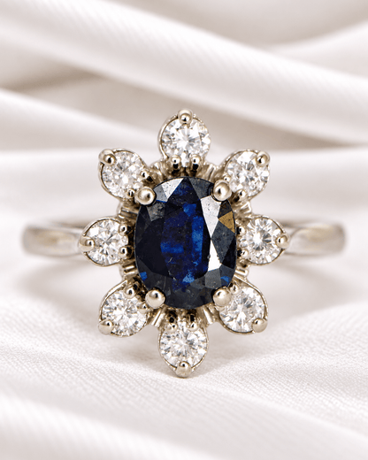 Bague Marguerite Saphir &amp; Diamants "Agnes" - Elliade Paris