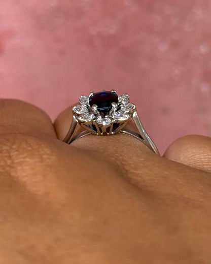 Bague Marguerite Saphir &amp; Diamants "Agnes" - Elliade Paris