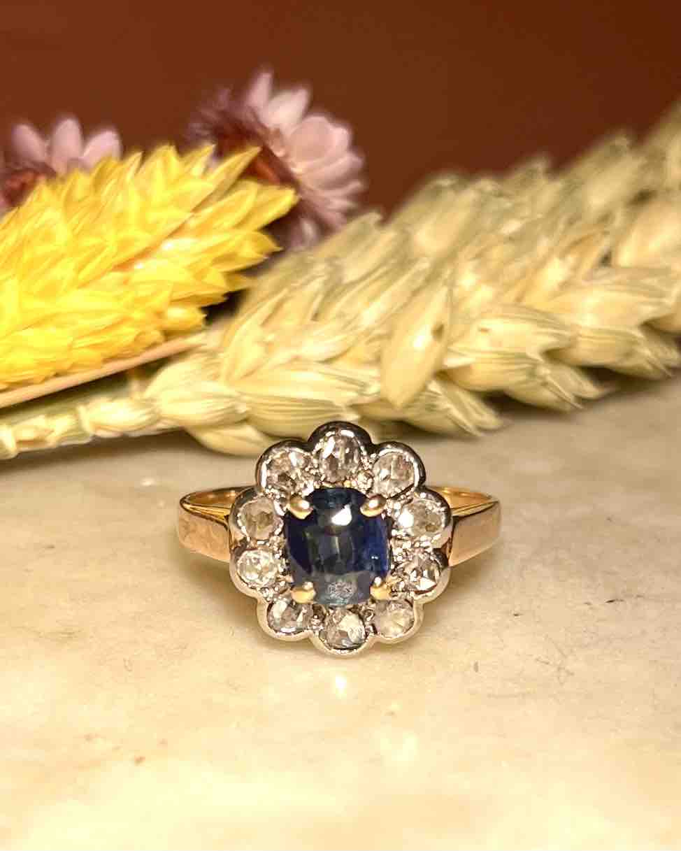Bague Marguerite Saphir &amp; Diamants "Aida" - Elliade Paris