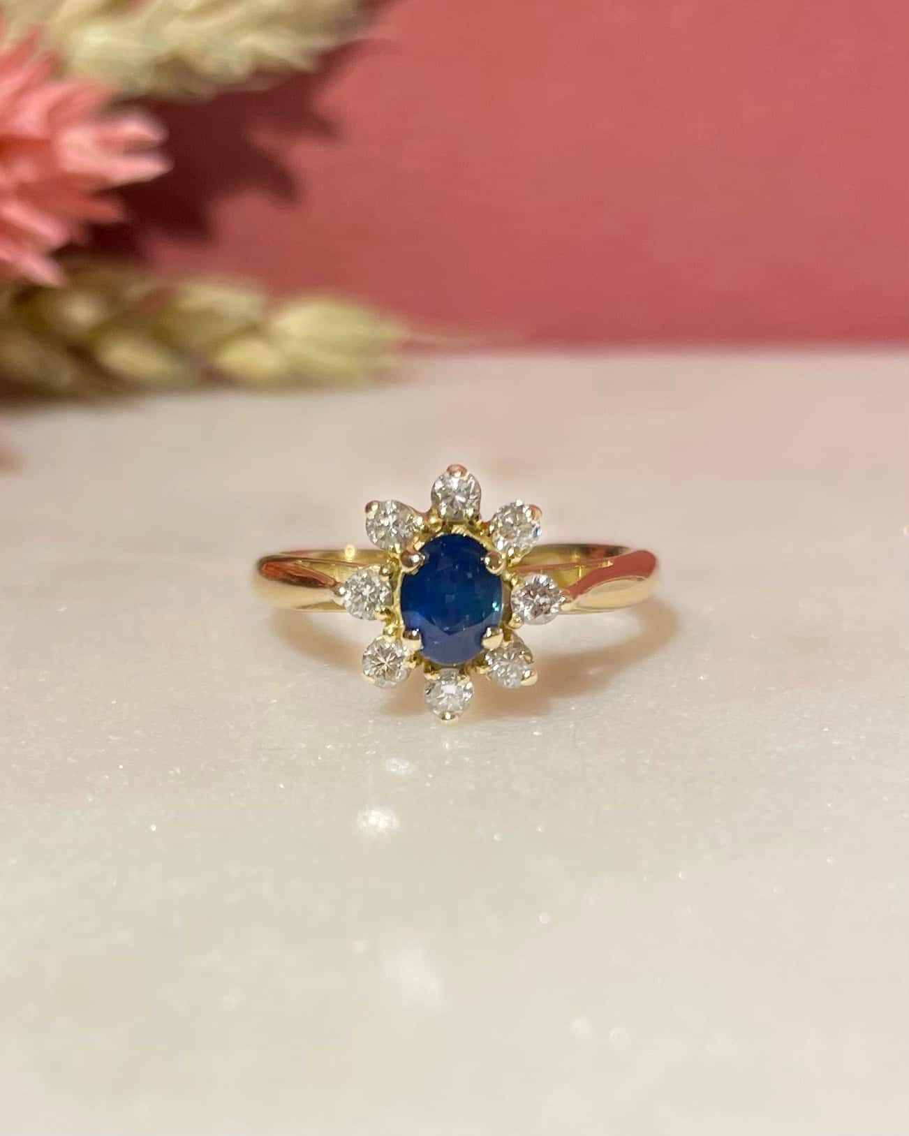 Bague Marguerite Saphir &amp; Diamants "Cherine" - Elliade Paris