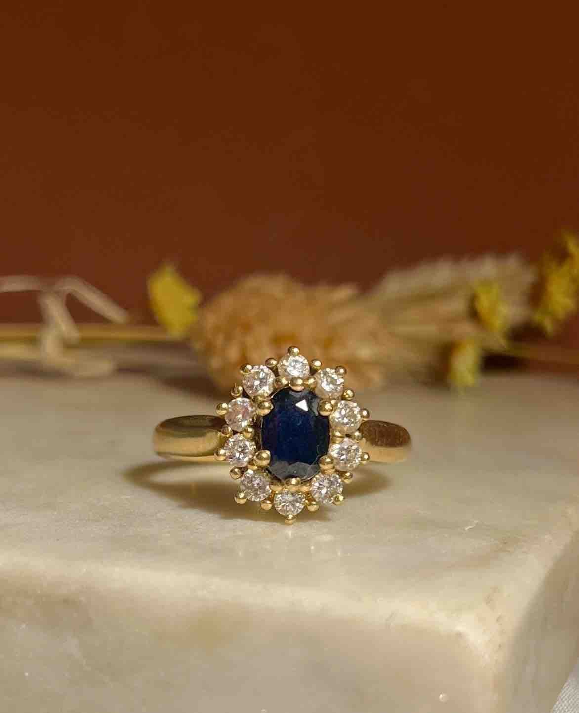 Bague Marguerite Saphir &amp; Diamants "Déa" - Elliade Paris