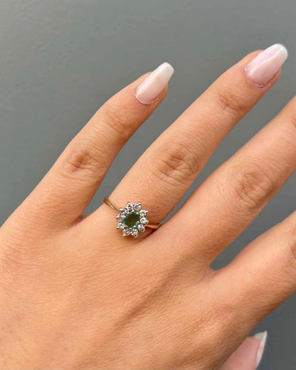 Bague Marguerite Émeraude &amp; 10 Diamants &quot;Victoria&quot;