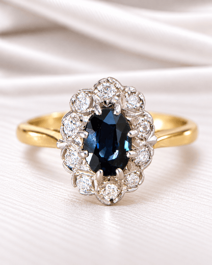 Bague Marguerite Saphir &amp; Diamants "Eugenie" - Elliade Paris