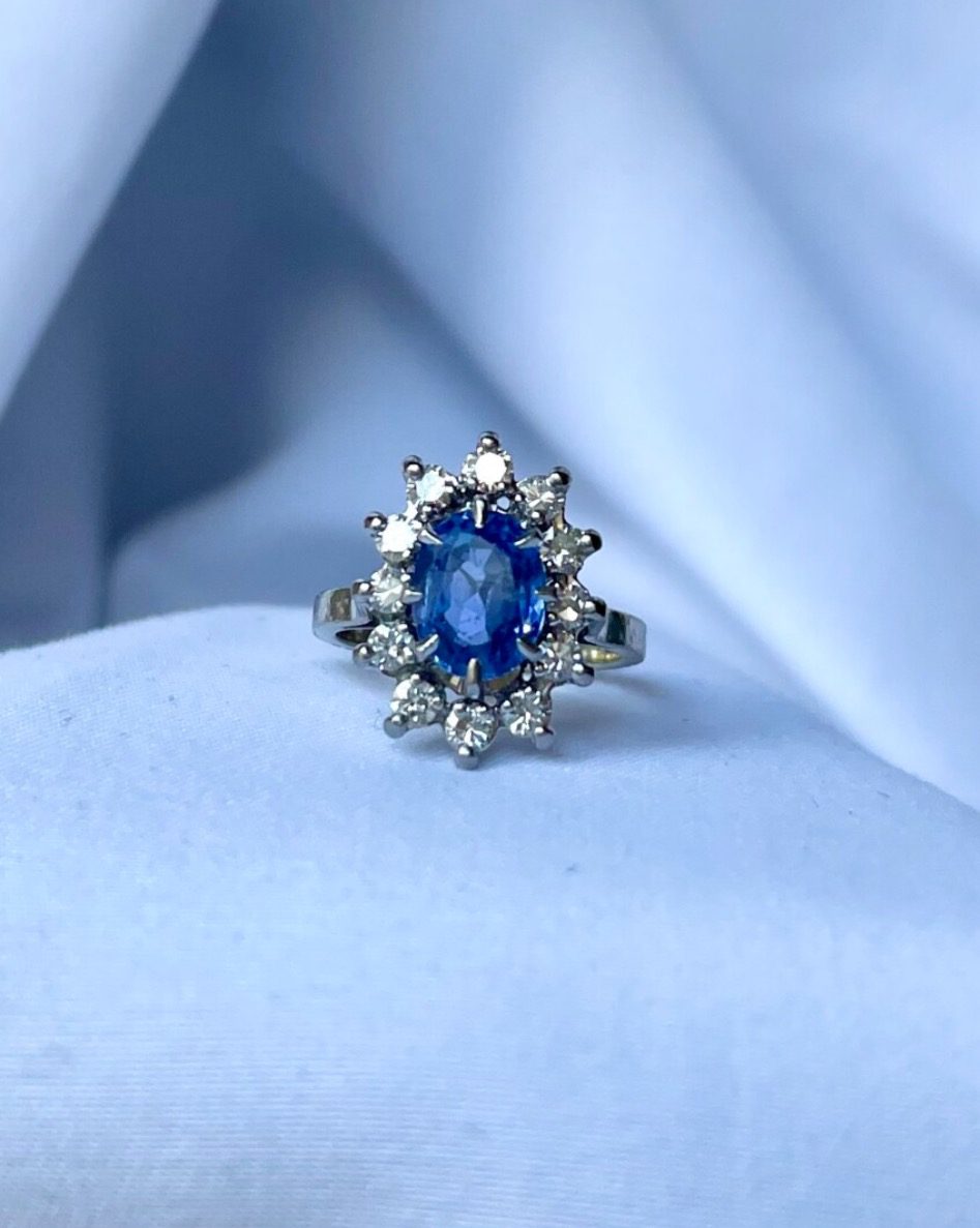 Bague Marguerite saphir &amp; diamants "Eve" - Elliade Paris