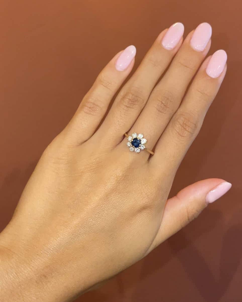 Bague Marguerite Saphir &amp; Diamants "Faith" - Elliade Paris