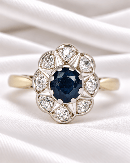 Bague Marguerite Saphir &amp; Diamants "Isabelle" - Elliade Paris