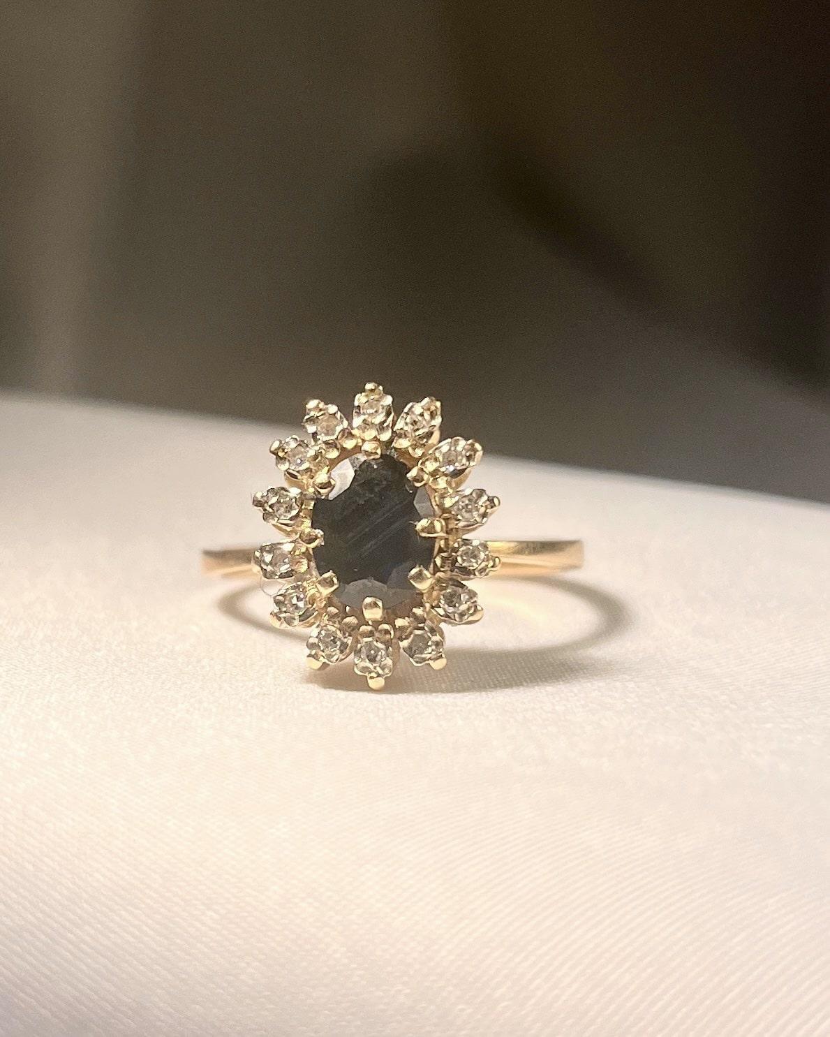 Bague Marguerite saphir &amp; diamants "Joane" - Elliade Paris