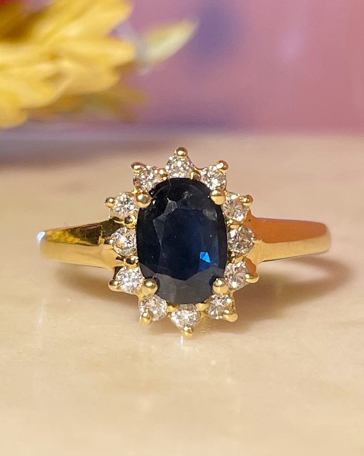 Bague Marguerite Saphir &amp; Diamants &quot;Mikayla&quot; - Elliade Paris