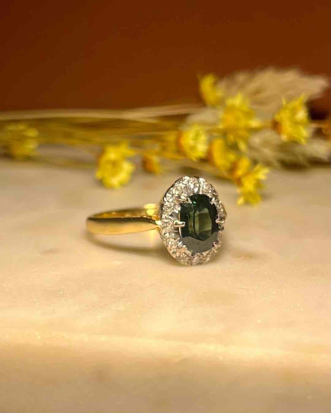 Bague Marguerite Saphir &amp; Diamants "Moira" - Elliade Paris