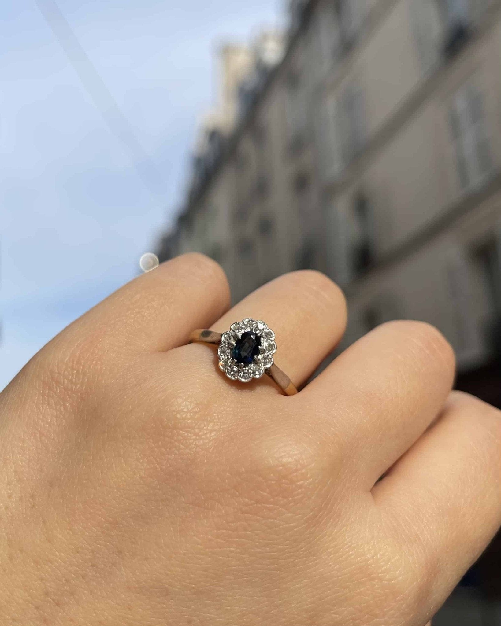 Bague Marguerite Saphir &amp; Diamants "Myrtilla" - Elliade Paris