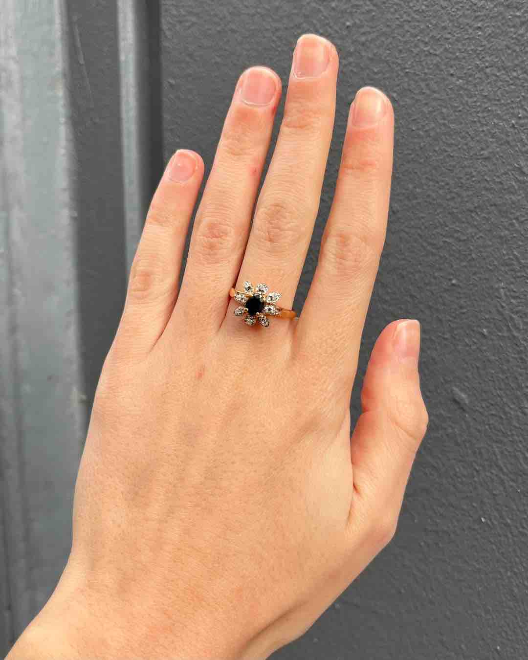 "Camelia" Sapphire &amp;amp; Diamond Daisy Ring