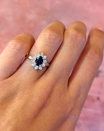 Bague Marguerite Saphir &amp; Diamants "Pavanne" - Elliade Paris