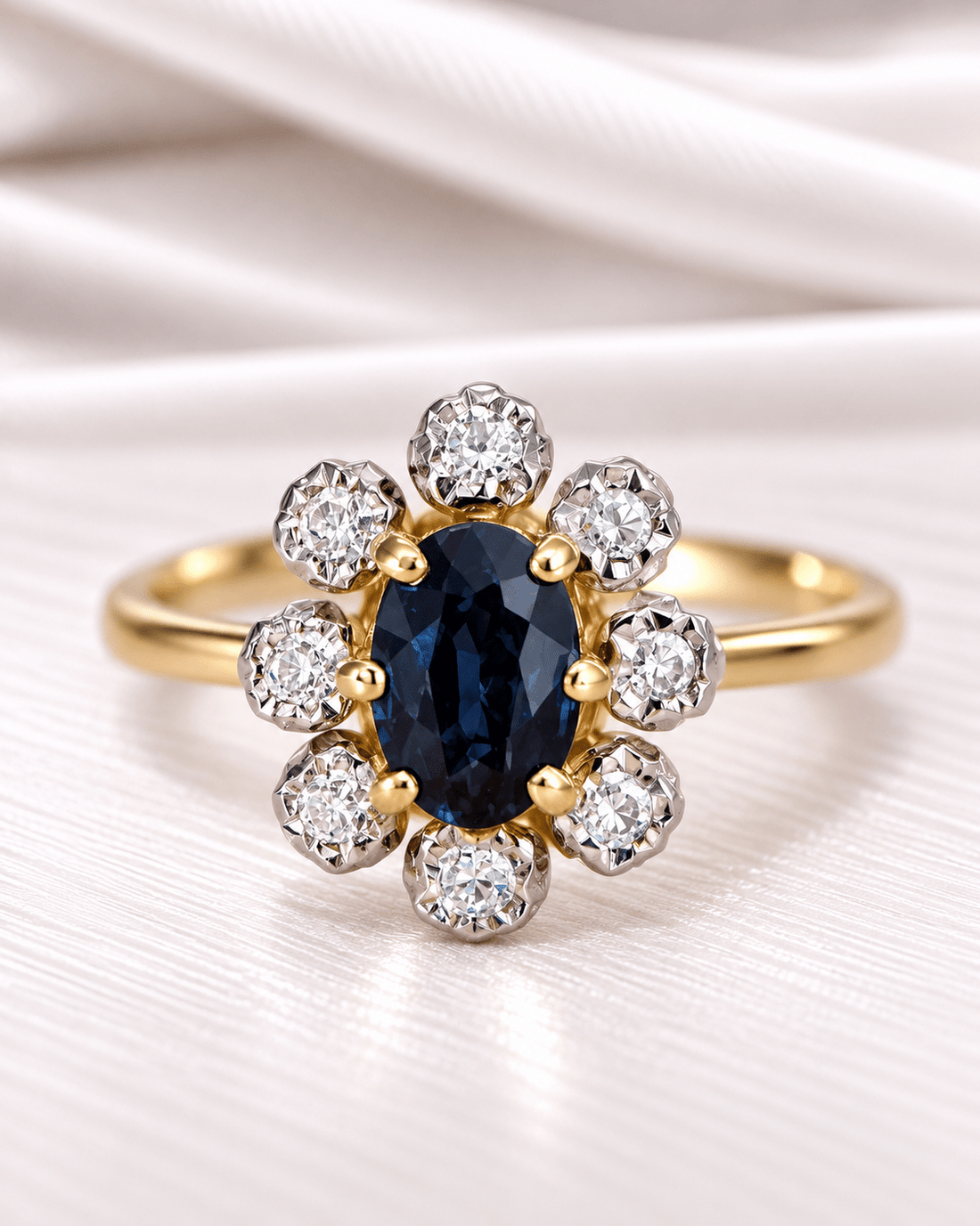 Bague Marguerite Saphir &amp; Diamants "Pierette" - Elliade Paris