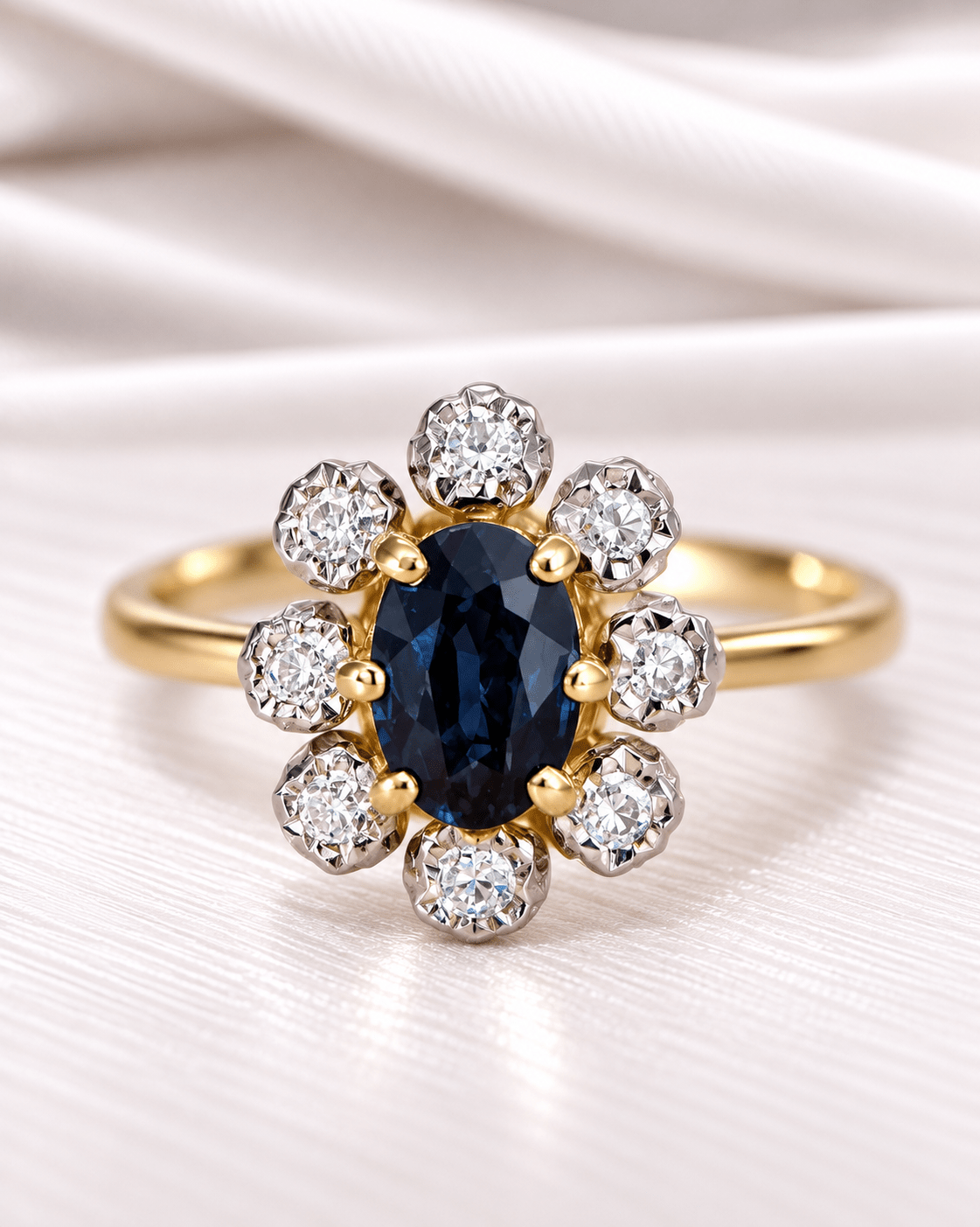 Bague Marguerite Saphir &amp; Diamants "Pierette" - Elliade Paris