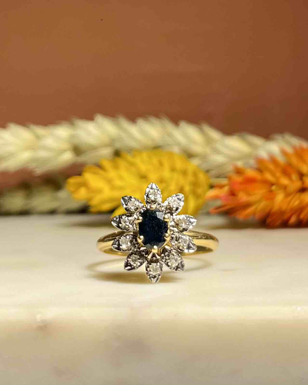 Bague Marguerite Saphir &amp; Diamants "Prescillia" - Elliade Paris