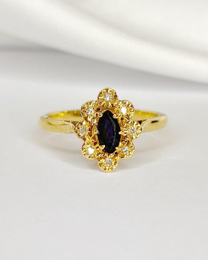 Bague Marguerite Saphir &amp; Diamants "Soumia" - Elliade Paris