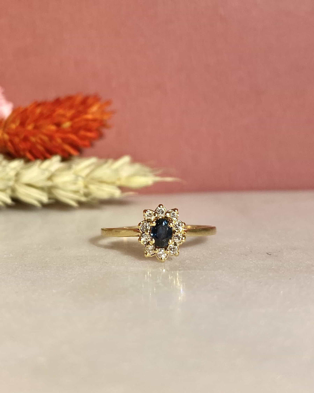 Bague Marguerite Saphir &amp; 10 Diamants &quot;Crealis&quot;
