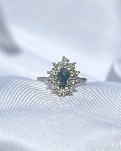 Bague Vintage Marguerite Saphir &quot;Alaska&quot;