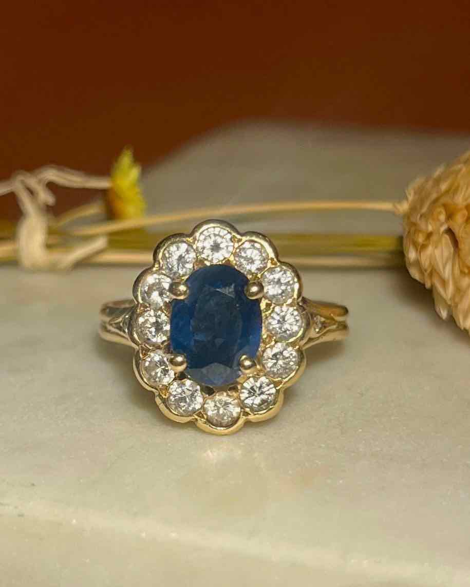 Bague Marguerite Saphir &amp; Diamants &quot;Anna-Lou&quot;