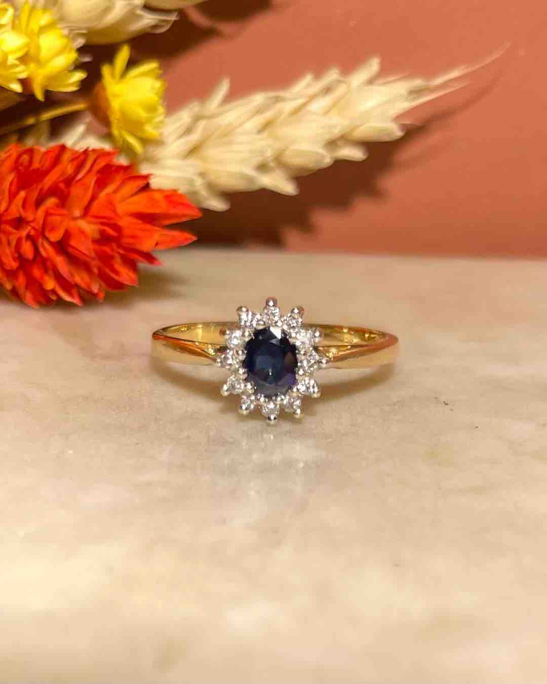 Bague Marguerite Saphir &amp; Diamants "Suzie"