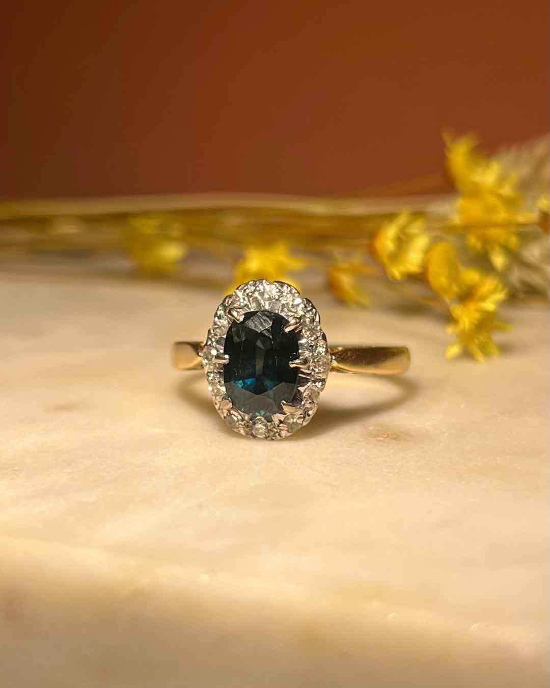 "Moira" Sapphire &amp;amp; Diamond Daisy Ring