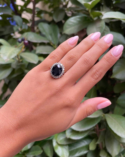 Bague Marguerite Saphir 5.80 carats &amp; Diamants &quot;Hayley&quot;